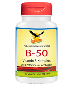 Vitamin B50 Komplex, 180 vegetarische Kapseln XQ