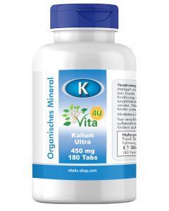 Kalium Ultra 450mg, 180 Tabs - Organisches Kalium (Potassium) bioverfügbar & VEGGY