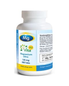 Magnesium Ultra 125mg, 300 Tabs - mit Magnesiumglycinat besonders bioverfügbar