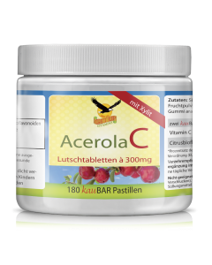 Vitamin C mit Acerola Kaupastillen mit Xylit & Kirschgeschmack, 180 Tabs